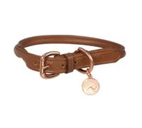 Benji and Flo Superior Rolled Tan/Rose Gold Leather Dog Lead - 120cm