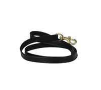 Benji & Flo Deluxe Padded Leather Dog Lead 120cm (Black/Brass)