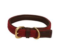 Benji & Flo Interlaced Leather Lined Dog Collar Burgundy (M)
