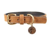 Benji & Flo Noble Suede Dog Collar Tan/gold (M)