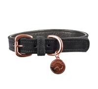 Benji & Flo Noble Suede Dog Collar (XL) (Navy/Rose Gold)