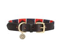 Benji & Flo Sublime Polo Leather Dog Collar (Medium, Red/Navy/White)