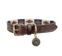 Benji & Flo Sublime Polo Leather Dog Collar - Navy/Fossil - Medium