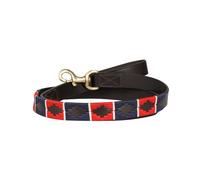 Benji & Flo Sublime Polo Leather Dog Lead (115cm x 2cm) (Red/Navy/White)