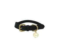 Benji & Flo Superior Rolled Leather Dog Collar (Medium, Black/Brass)