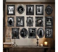 Benjia 15 Halloween Gothic Creepy Skull Photos Haunted Horror Picture Frame, Waterproof Durable, with 80pcs Self Adhesive Dots, Photo Decoration For Haunted Family Castle Masquerade Party 2025 Black
