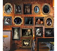Benjia 15 Halloween Gothic Mansion Haunted Horror Picture Frames, Waterproof Durable,with 80pcs Self Adhesive Dots，creepy Photo Decorations For Haunted Home Family Castle Masquerade Party