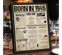 Benjia 1946 Poster Framed UK, Happy 80th Birthday Sign Card Party Decor Supplies Home Decoration Birthday Gift 80 Years Old Wedding Newspaper For Men Women (8x10 inch, Vintage)