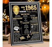 Benjia 1965 Poster Framed UK, 8x10 inch Happy 60th Birthday Party Decor Supplies Home Decoration (SILVER Black Gold)