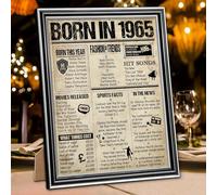 Benjia 1965 Poster Framed UK, 8x10 inch Happy 60th Birthday Party Decor Supplies Home Decoration (SILVER Vintage)