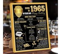 Benjia 1965 Poster Framed UK, Happy 60th Birthday Sign Card Party Decor Supplies Home Decoration Birthday Gift 60 Years Old Wedding Newspaper For Men Women (8x10 inch, Black Gold)