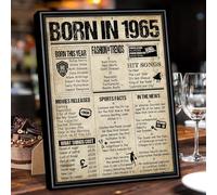 Benjia 1965 Poster Framed UK, Happy 60th Birthday Sign Card Party Decor Supplies Home Decoration Birthday Gift 60 Years Old Wedding Newspaper For Men Women (8x10 inch, Vintage)