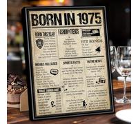 Benjia 1975 Poster Framed UK, Happy 50th Birthday Sign Card Party Decor Supplies Home Decoration Birthday Gift 50 Years Old Wedding Newspaper For Men Women (8x10 inch, Vintage)