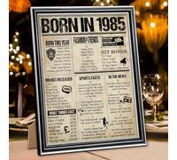 Benjia 1985 Poster Framed UK, 8x10 inch Happy 40th Birthday Party Decor Supplies Home Decoration (SILVER Vintage)