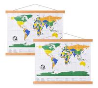 Benjia 24 inch Poster Frame Frames 61cm x 91.5cm, Magnetic Light Wood Wooden Poster Hangers Hanger Hanging Kit for Canvas Artwork Art Print (61cm / 24", Teak Colour, 2 Packs)