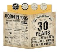 Benjia 30th Birthday Greeting Cards for Men Women, Born in 1995 UK Vintage Bday Card with Envelope, 30 Years Old Funny Birthdays Gift Card for Him Her Birthday Decoration Party Supply, 20x25 cm