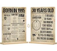 Benjia 30th Birthday Table Sign with Stand Happy 30 Years Old Birthday Signs Holder Table Display Vintage Born in 1995 UK Acrylic Poster Bday Gift Party Supply Home Decor For Men Women 20x25 cm