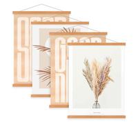 Benjia 4 Pack A3 Poster Frame Frames, Magnetic Light Wood Wooden Poster Hangers Hanger Hanging Kit for Canvas Artwork Art Print (30cm / 11.8", Teak, 4 Packs)
