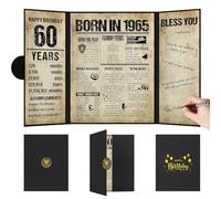 Benjia 60th Birthday Decoration, Bday Card Gift Guest Signing Book for Woman Man, Born in 1965 UK Poster Guestbook, 60 Years Old Signature Board, Vintage Birthday Party Decor for Mum Dad