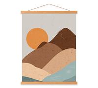 Benjia A3 Poster Frame Frames, Magnetic Light Wood Wooden Poster Hangers Hanger Hanging Kit for Canvas Artwork Art Print (30cm / 11.8", Teak)