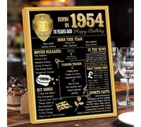 Benjia Birthday Poster Framed UK, Happy 1954 70th 70 Gold (Black, 8x10