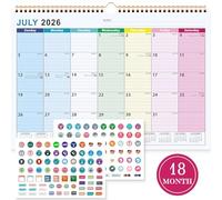 Benjia Desk Calendar 2026 Academic Year to 2027, July 2026 to December 2027, 18 Months Large Desktop Wall Calendar With Copper Coil, Planner Stickers (A4, Colorful)