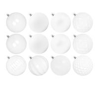 Benjia Giant Christmas Baubles, Extra Large Big Xmas Shatterproof Plastic Ball Ornaments Set for Outdoor Outside Lawn Yard Tree Hanging Decorations Decor (10cm/100mm, 12 Packs, White)