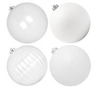 Benjia Giant Christmas Baubles, Extra Large Big Xmas Shatterproof Plastic Ball Ornaments Set for Outdoor Outside Lawn Yard Tree Hanging Decorations Decor (15cm/150mm, 4 Packs, White)