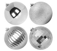 Benjia Giant Christmas Baubles, Extra Large Big Xmas Shatterproof Plastic Ball Ornaments Set for Outdoor Outside Lawn Yard Tree Hanging Decorations Decor (15cm/150mm, 4 Packs, Silver)