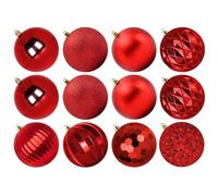 Benjia Giant Christmas Baubles, Extra Large Big Xmas Shatterproof Plastic Ball Ornaments Set for Outdoor Outside Lawn Yard Tree Hanging Decorations Decor (10cm/100mm, 12 Packs, Red)