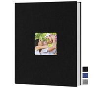 Benjia Photo Album Slip-In A4 Portrait Format 50 Pages Pockets Linen Cover Photo Album for 50 A4 Photos Black