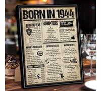 Benjia Poster Framed UK, Happy Birthday Party 1944 80th 80 Black (8x10