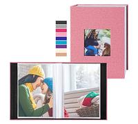 Benjia Small Photo Album 6x4 2 Packs, Each Pack holds 100 Pockets, Slip in Mini Linen Top Loading Photo Albums Holds Portrait Only 10x15cm Picture Pink