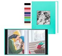 Benjia Small Photo Album 6x4 2 Packs, Each Pack Holds 50 Pockets, Slip In Mini Leather Top Loading Photo Albums Holds Portrait Only 10x15cm Picture Teal