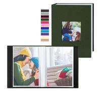Benjia Small Photo Album 6x4 2 Packs, Each Pack holds 50 Pockets, Slip in Mini Linen Top Loading Photo Albums Holds Portrait Only 10x15cm Picture Green