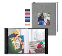 Benjia Small Photo Album 6x4 2 Packs, Each Pack holds 50 Pockets, Slip in Mini Linen Top Loading Photo Albums Holds Portrait Only 10x15cm Picture Grey