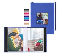 Benjia Small Photo Album 6x4 2 Packs, Each Pack holds 50 Pockets, Slip in Mini Linen Top Loading Photo Albums Holds Portrait Only 10x15cm Picture Blue