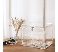 Benjia Wedding Card Box Made of Acrylic Wedding Box Gift Cards Box Vintage Large Wooden Card Box Box Letter Box Postbox with Lock Slot for Reception Wedding Birthday Anniversary
