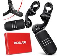 Benlari Highway Pegs, 304 Stainless Steel 1.25" Highway Footpegs Short Angled Fit for Harley Davidson Touring Street Glide Road King Softail Dyna Sportster fits 1-1/4"(32mm) Engine Guard(Black)