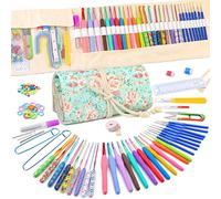 Benlay 106 Pieces Crochet Hook Set with Storage Bag, Crochet Set with Soft Handle, Ergonomic Crochet Hooks, Blunt Large Eye Needle, Crochet Hook for Crochet DIY