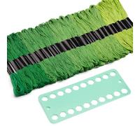 Benlay 25 Embroidery Thread, Green Embroidery Thread with a Changing Board, Cross Stitch Threads for Sewing, Embroidery, Friendship Bracelets, Crafts, Crochet