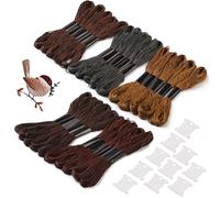 Benlay 25 Strands Embroidery Thread Set, Brown Embroidery Thread with 12 Thread Spools, Embroidery Thread for Weaving Bracelets or Yarn for Friendship Bracelets or Embroidery Projects