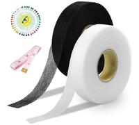 benlidoner 2 Pack Hemming Web 60 Meters Iron On Hemming Tape Invisible Mending Tape for Fabric with Tape Measure for Ironing Bonding Patching Trousers Curtains Clothes