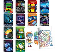 BenLouis 24 Pcs Video Game Mini Coloring Books Kids Gaming Party Favors Small Activity Books Bulk for Kids Boys Neon Game Level Up Goodie Bags Stuffers Return Gifts Classroom Travel