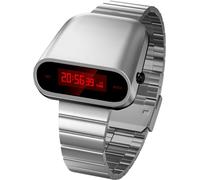 BENLYDESIGN Unique Metal Watch, OLED Display Men Digital Watches, Lift-to-Wake Screen, Stainless Steel Strap, Silver,red, Vintage,Retro.Unique
