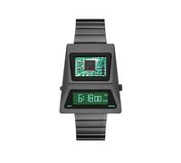 BENLYDESIGN Unique Metal Wristwatch OLED Display Men's Digital Unique Metal Watches, Lift-to-Wake Screen, Stainless Steel Strap, Grey,green
