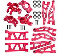 BENMAZ Aluminum Front Rear Suspension & Front Rear Steering Knuckles Hubs for ARRMA 1/14 Typhon Grom 1/18 Granite Grom Upgrade Part (Red)