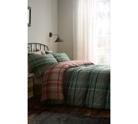 'Bennet Check' Brushed Cotton Duvet Cover Set Dreams & Drapes Green Double