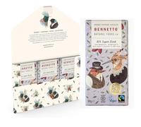 Bennetto 82% Super Dark. Exceptionally dark organic chocolate with 82% cocoa. Certified organic, Fairtrade, and net climate positive. 3 x 80g Bars.