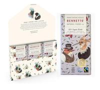 Bennetto 82% Super Dark. Exceptionally dark organic chocolate with 82% cocoa. Certified organic, Fairtrade, and net climate positive. 6 x 80g Bars.